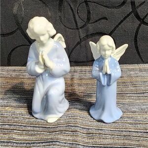 Two Blue and White Angel Figurines - Reginart and German